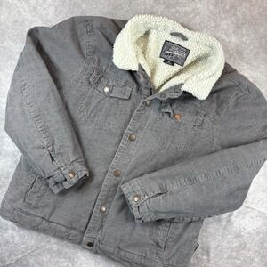 Trademark Brooklyn Cloth Corduroy Trucker Jacket Mens‎ XL Grey Snap Button Hip